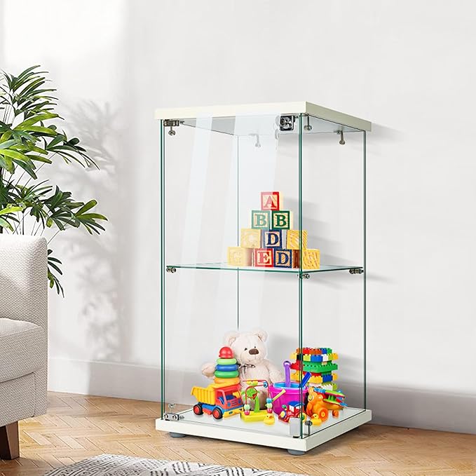 VIVOHOME 2 Layers 15.7''W x 15.7''D x 31.9''H Glass Display Cabinet Showcase - Image 2
