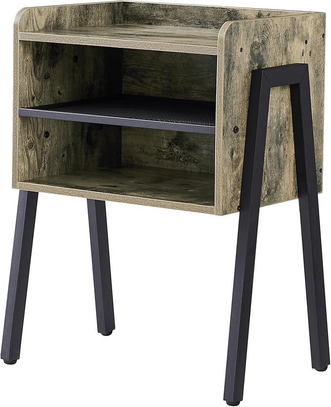 VECELO Nightstand Industrial Side End Table/Stackable Accent Furniture - Image 6