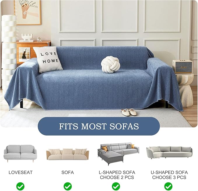 STACYPIK Durable Simple Blue Sofa Cover - Image 4