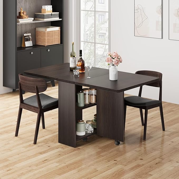 IDEALHOUSE Folding Dining Table, Drop Leaf Dining Table - Image 4