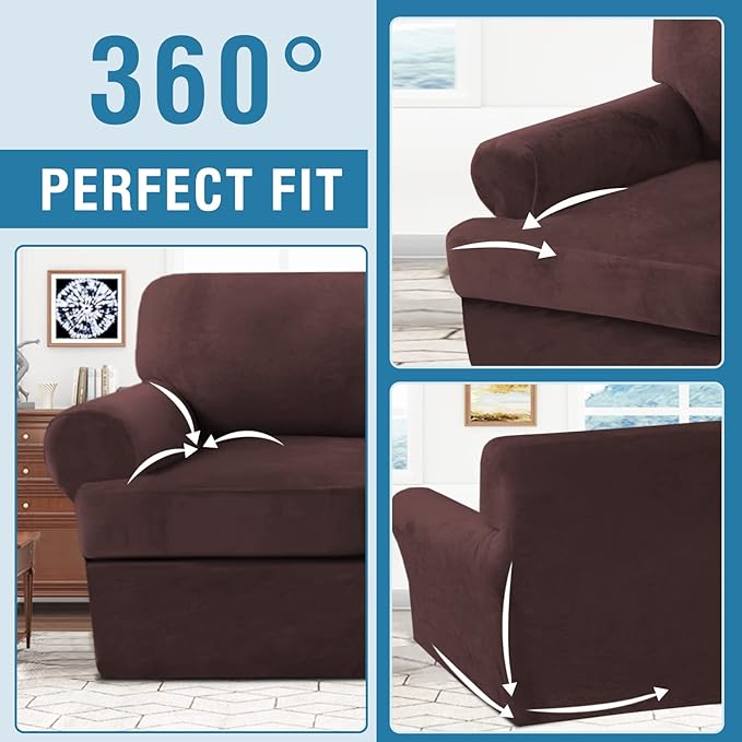 H.VERSAILTEX Sofa Cover 2 Piece T Cushion Armchair Slipcovers Thick Velvet - Image 8