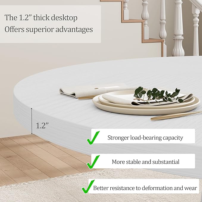 GarveeHome Round Dining Table for 4, Kitchen Dining Room Circle Dinner Pedestal - Image 6