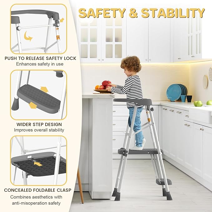 HBTower Kids 2 Steps Step Stool, Toddler Tower - Image 3
