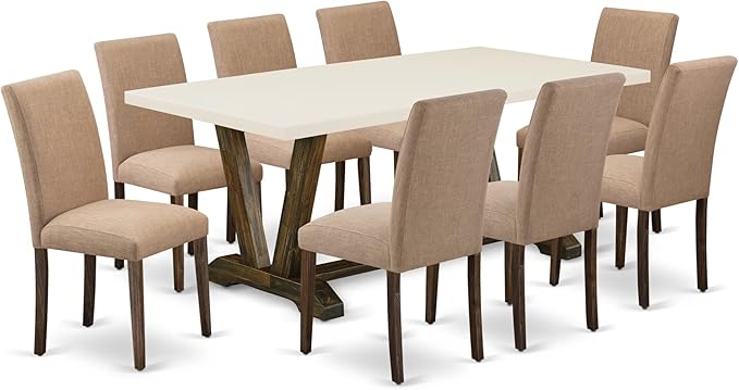 East West Furniture V727AB747-9 9 Piece Dining Table Set Includes a Rectangle by EastWestFurniture
