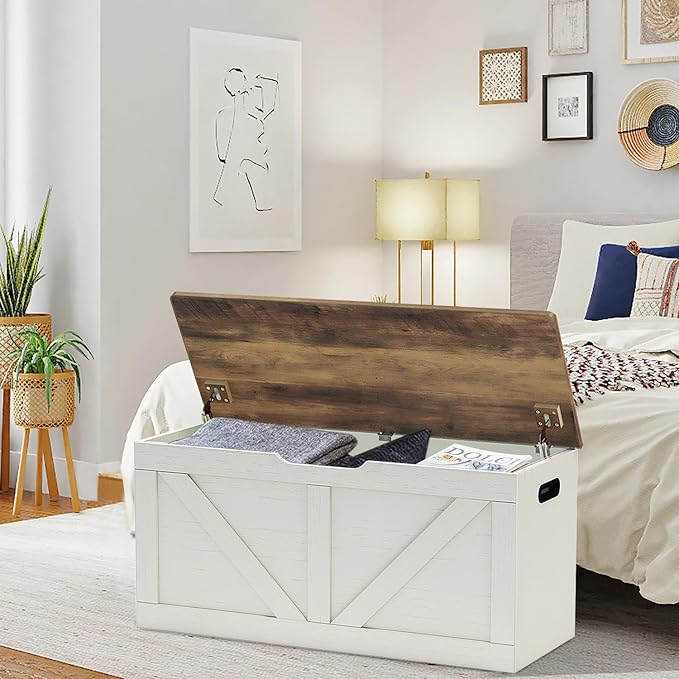 39.4" Storage Chest, Wooden Storage Bench, Large Storage Trunk - Image 2