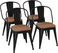 18 Inch Metal Dining Chairs, Arlunar Farmhouse Chairs Set of 4 Black Dining by ArlunarHome
