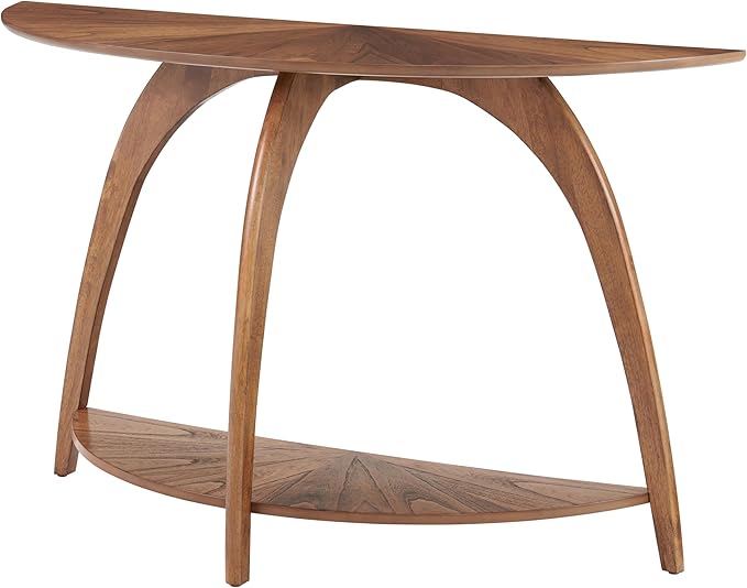 Martin Svensson Home LAX Half-Moon Wood Sofa Console Table in Warm Nutmeg Brown - Image 3