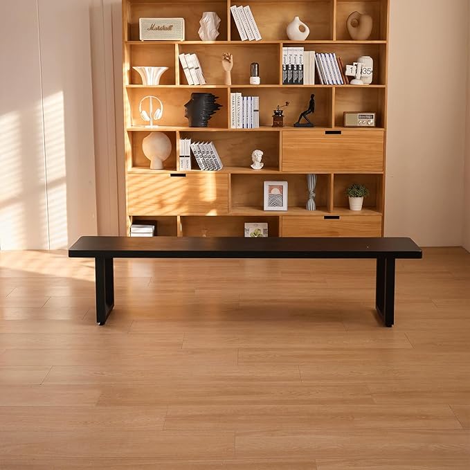 Black Bench Wooden Bench with Metal Legs Suitable - Image 8