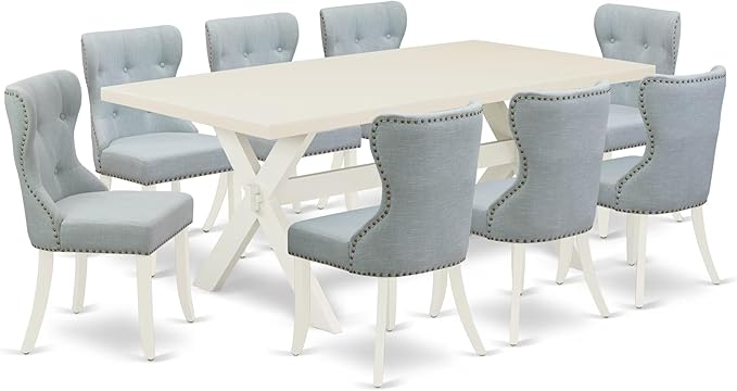 East West Furniture X027SI215-9 9 Piece Dining Table Set Includes a Rectangle by EastWestFurniture
