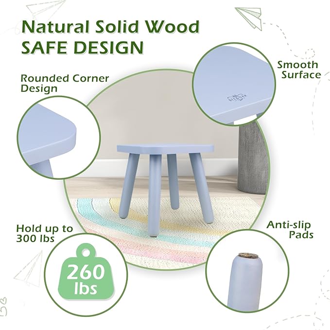 BEE&OAK Wooden Step Stools for Adults, Solid Rubber Wood Non-Slip Step Foot - Image 4