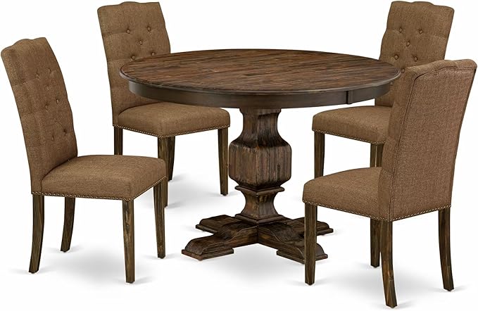 East West Furniture F3EL5-718 5 Piece Modern Dining Table Set Includes a Round by EastWestFurniture