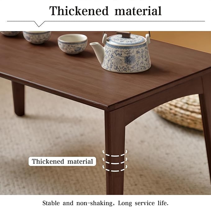 Japanese Floor Table No Assembly Required Bamboo Folding Walnut Coffee Table - Image 5
