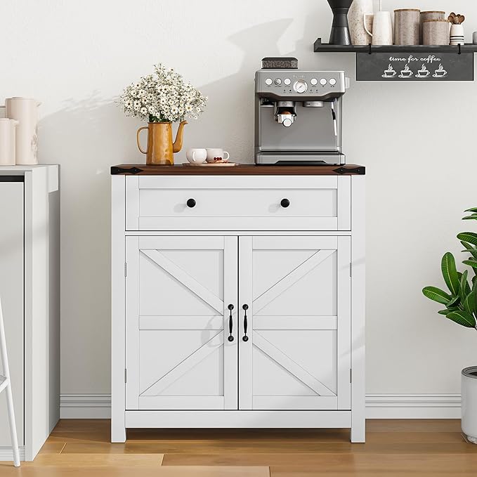 Farmhouse Storage Cabinet with 2 Doors, Freestanding Floor Storage Cabinets - Image 3
