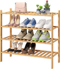 4-Tier Bamboo Shoe Rack for Entryway, Stackable | Foldable | Natural, Shoe by VIEWCARE