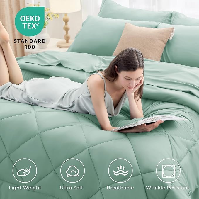 HEVUMYI Sage Green Twin-XL Comforter Set - Image 3