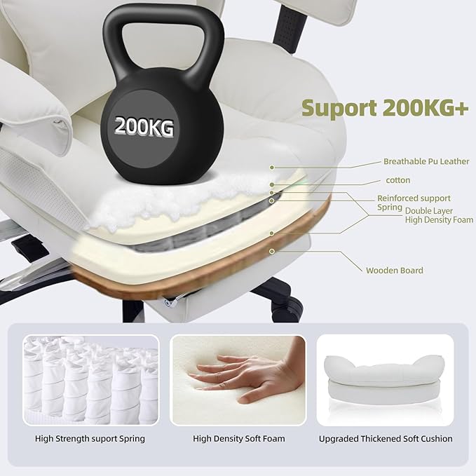Efomao White Big and Tall Office Chair - Image 3