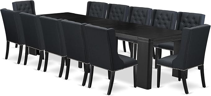X12FO-006-24 - 13-piece Dining Room Table Set a Rectangular Kitchen Table and - Image 2