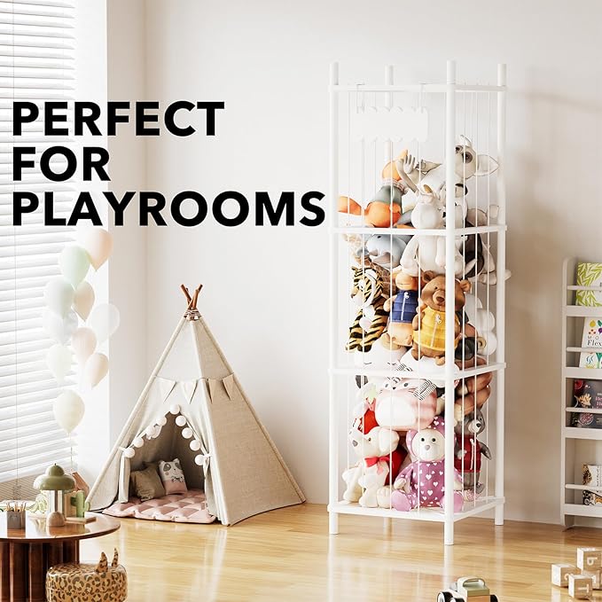 SpaceAid Stuffed Animal Storage Organizer, Wood Animals Zoo Toy Plushies - Image 5