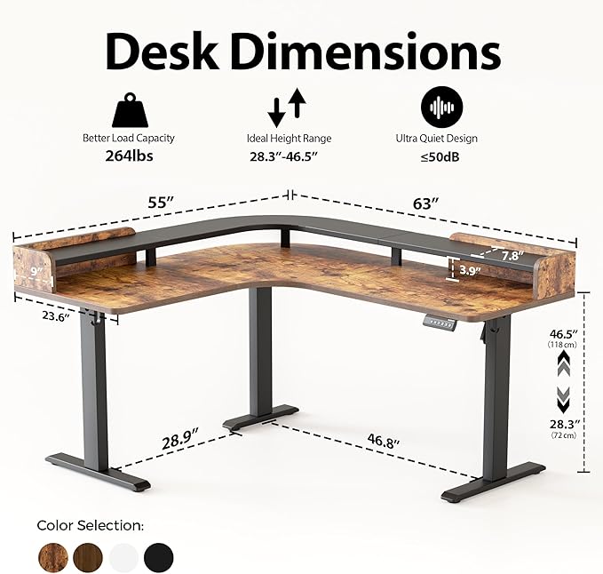 Agilestic L Shaped Standing Desk, Adjustable Height Corner Gaming Desk - Image 3