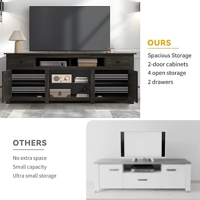 DWVO Farmhouse TV Stand for 75/80 Inches TVs, Entertainment Centers Furniture - Image 4