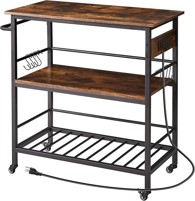 IBUYKE Kitchen Island with 3 Shelves, Island Table by IBUYKE