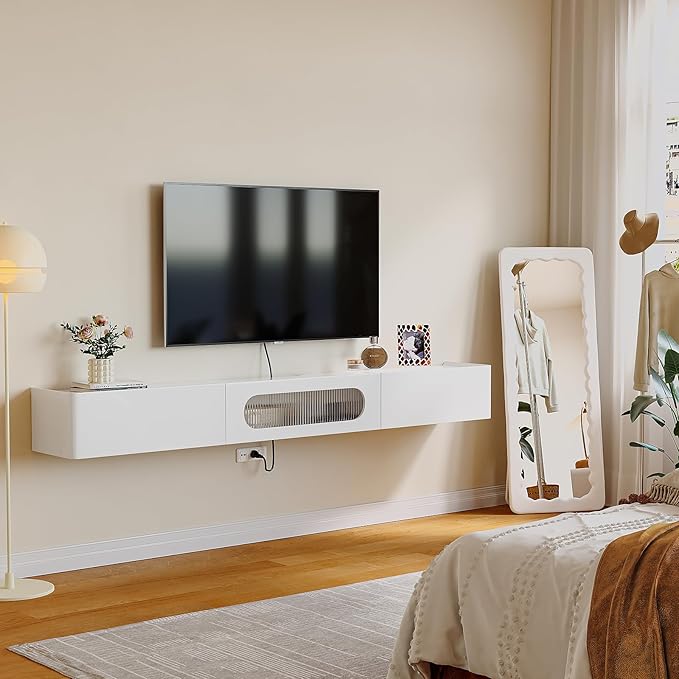 Floaticase Floating TV Stand, 70IN Fully Assembled Hign Gloss Wall Mounted TV - Image 7