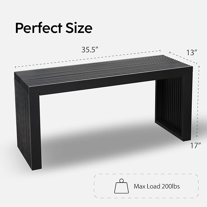 Bamboo Natural 36 inch Wooden Bench, Small Wood Benches - Image 2