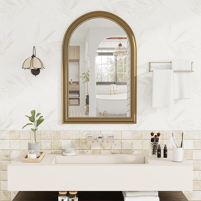 Axeman 32x48 Arched Wall Mirror, Decorative Bathroom Mirror, Traditional - Image 2