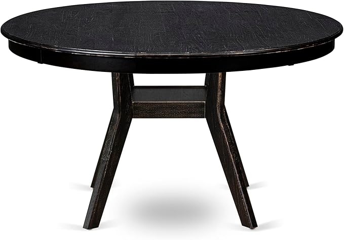 F58-11-TP - Kitchen Table with Acacia Wood Round Tabletop, Sand Blasted Black - Image 5