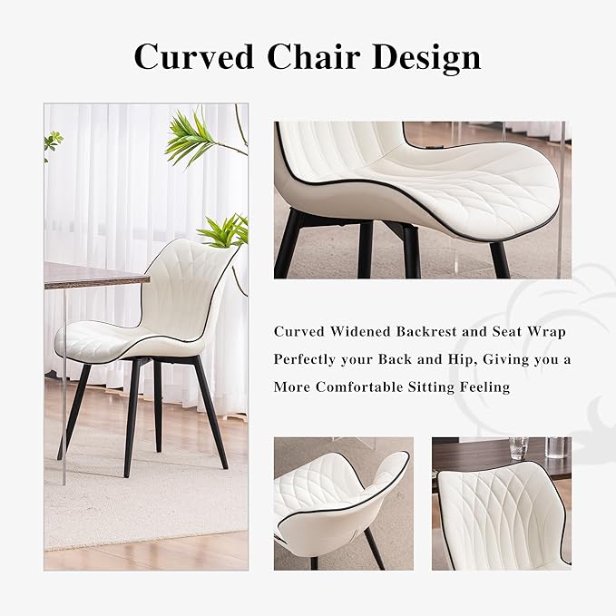 YOUNIKE Dining Chairs Set of 2, Upholstered Faux Leather Dining Room Chairs - Image 4