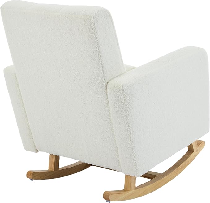 Christopher Knight Home Mapo Wooden Rocking Chair Indoor, Teddy Upholstered - Image 11