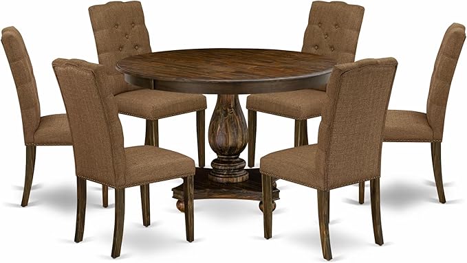 East West Furniture F2EL7-718 7 Piece Dining Table Set Consist of a Round by EastWestFurniture