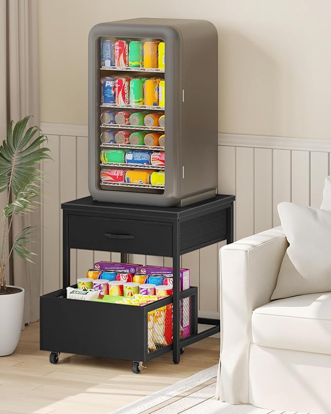 End Table, 19.7 Inch Square Side Table, Mini Fridge Stand - Image 2