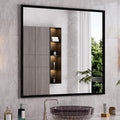 WEER Black Framed Mirror, 40X36 Inch Matte Black Wall Mirror by WEER