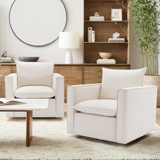 COLAMY Swivel Accent Chair, 34 Inches Upholstered Arm Chair - Image 7