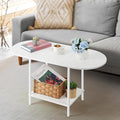 White Coffee Table for Living Room, Small Oval Coffee Table by OYEAL