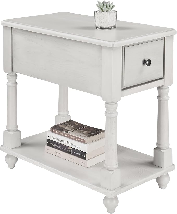 LEEMTORIG Solid Wood End Table Narrow Side Table by LEEMTORIG