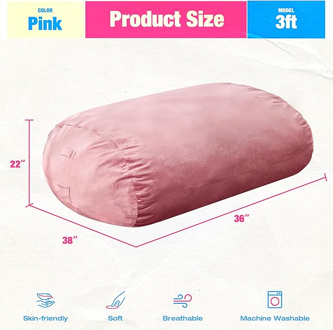 Hobestluk 3FT Bean Bag Chair Large Beanbag - Image 2