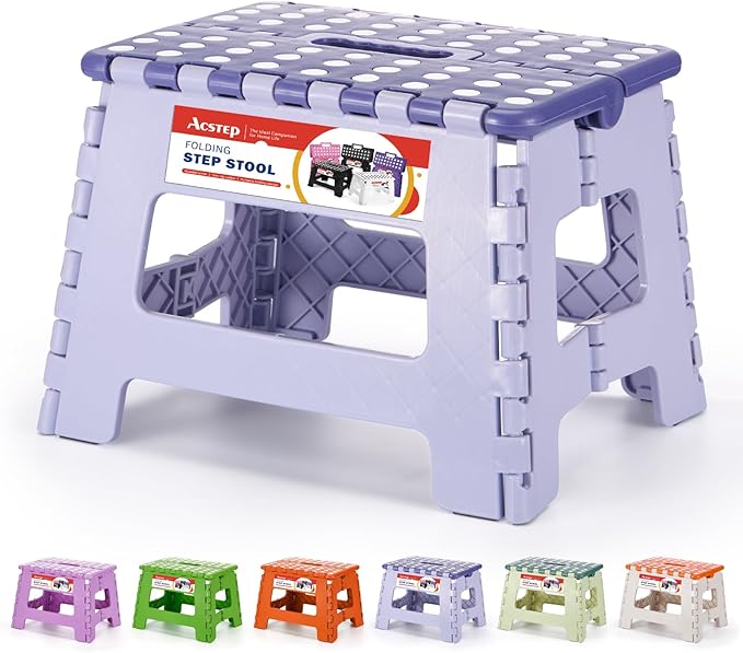 ACSTEP 9 Inch Folding Step Stool 300 LB Capacity Plastic Foldable Step Stools by ACSTEP