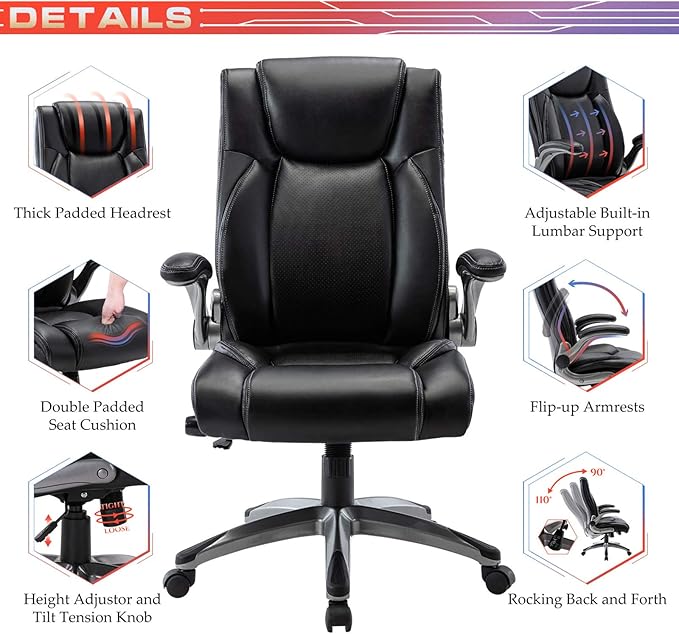 COLAMY Ergonomic Office Chair, High Back Leather Desk Chair - Image 7