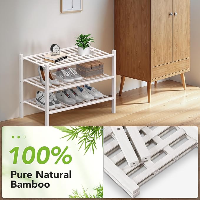 Haddockway Large 3 Tier Bamboo Shoe Rack Storage Organizer, Small Space - Image 5