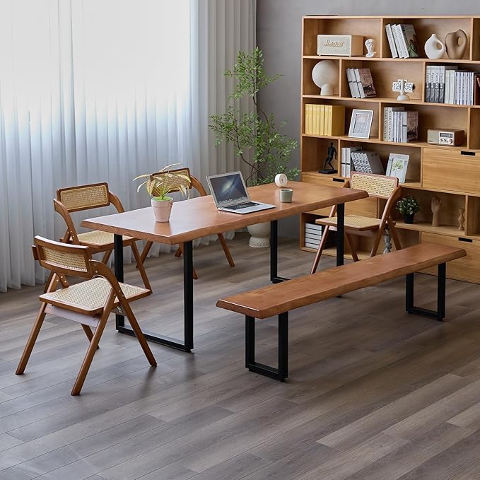 Stylish Brown Wooden Long Bench - Image 6