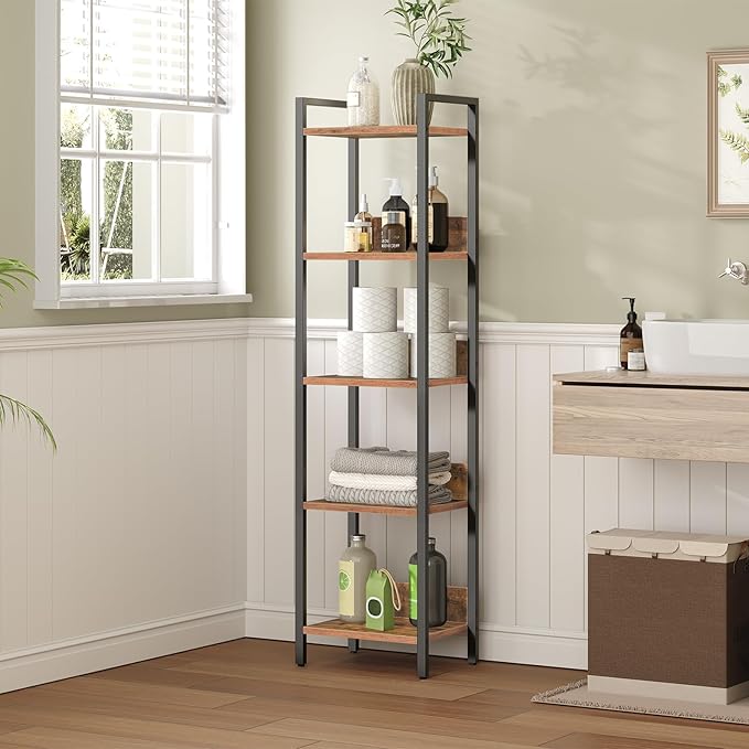 Bookshelf, 5-Tier Bookcase, Standing Book Shelf - Image 6