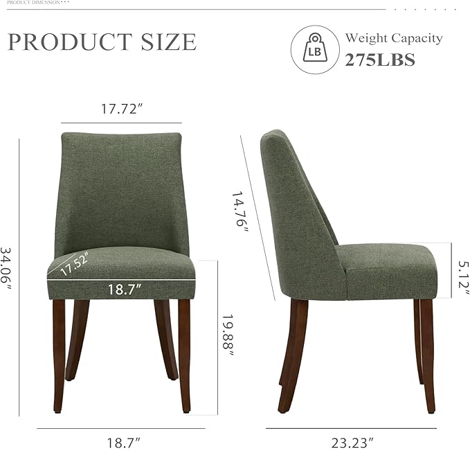 COLAMY Upholstered Dining Chairs Set of 2, Mid Century Modern Kitchen Chairs - Image 8