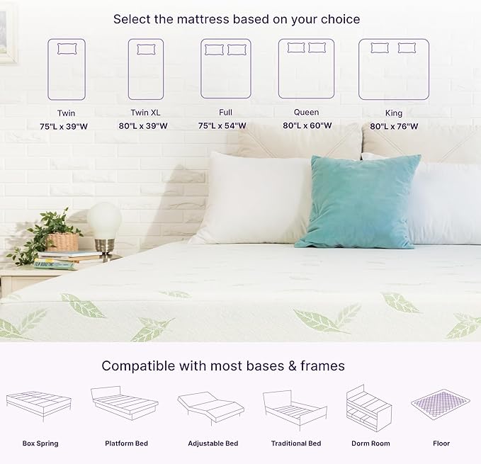 NapQueen Twin Size, 6 Inch Anula Green Tea Infused Memory Foam Mattress - Image 9
