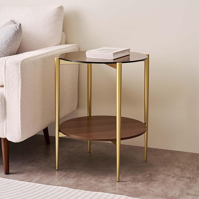 Round Glass End Table, Mid-Century Modern Design Sofa Table - Image 8