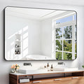 60" x 40"Bathroom Mirror, Matte Black Wall Mirror by DESBING