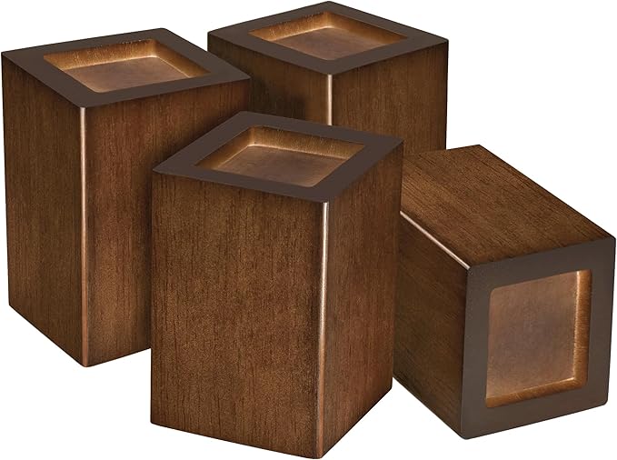 Sopicoz Wood Bed Risers Set of 4, Square Furniture Risers, 4 inch Couch Risers by Sopicoz