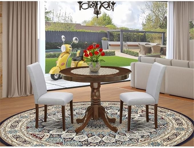 East West Furniture ANAB3-AWA-05 3 Piece Modern Dining Table Set Includes a - Image 2