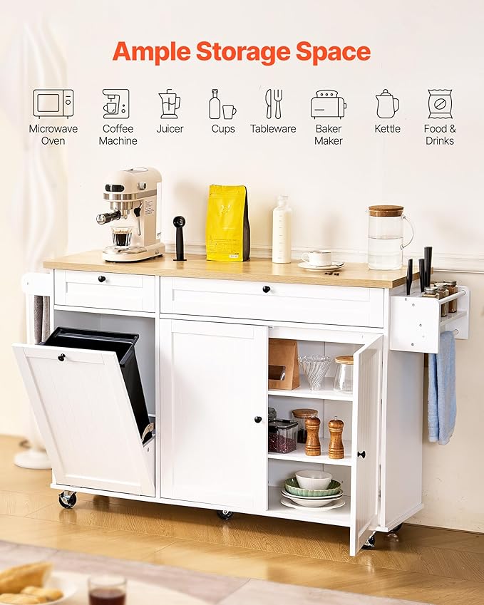 VEVOR Kitchen Island Cart with Storage, 60in Wide Mobile Kitchen Cart with - Image 2